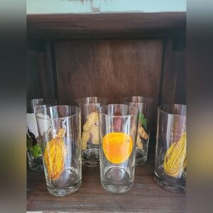 Vintage Rainbow Fertilizer set of 6 Anniversary Glasses
